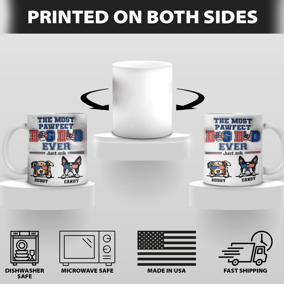 Petthouse | Personalized The Most Pawfect Dog Dad Ever 3d Inflated Effect Printed Mug, Dog Mom