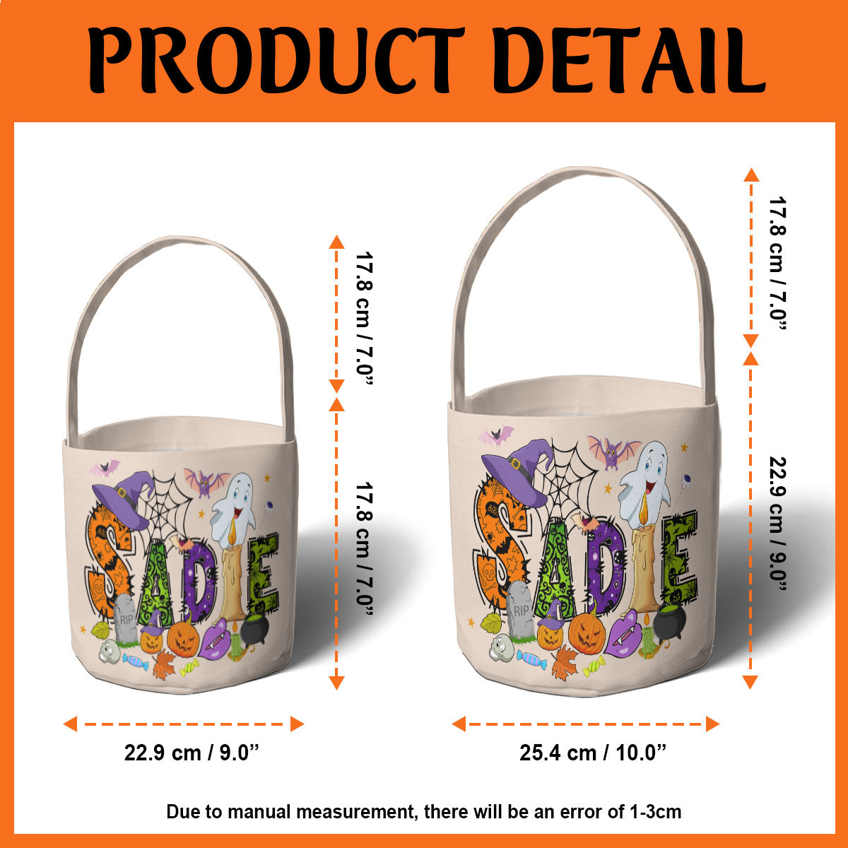 Petthouse | Personalized Name Halloween Basket, Treat Bags For Kids Basket, Trick Or Treat Bag