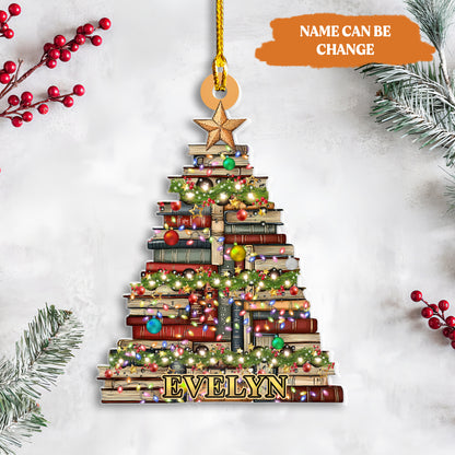 Petthouse | Personalized Name Christmas Book Tree Ornament, Bookish Xmas Ornament, Book Lover Gift