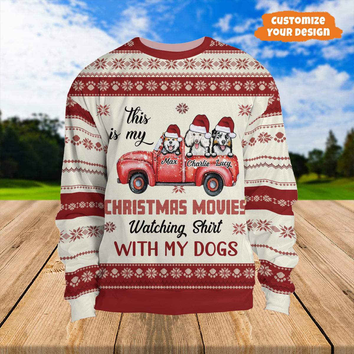 Petthouse | Personalized Christmas Dog SweatShirt, This Is My Christmas Movies Watching, Xmas Ugly Sweater