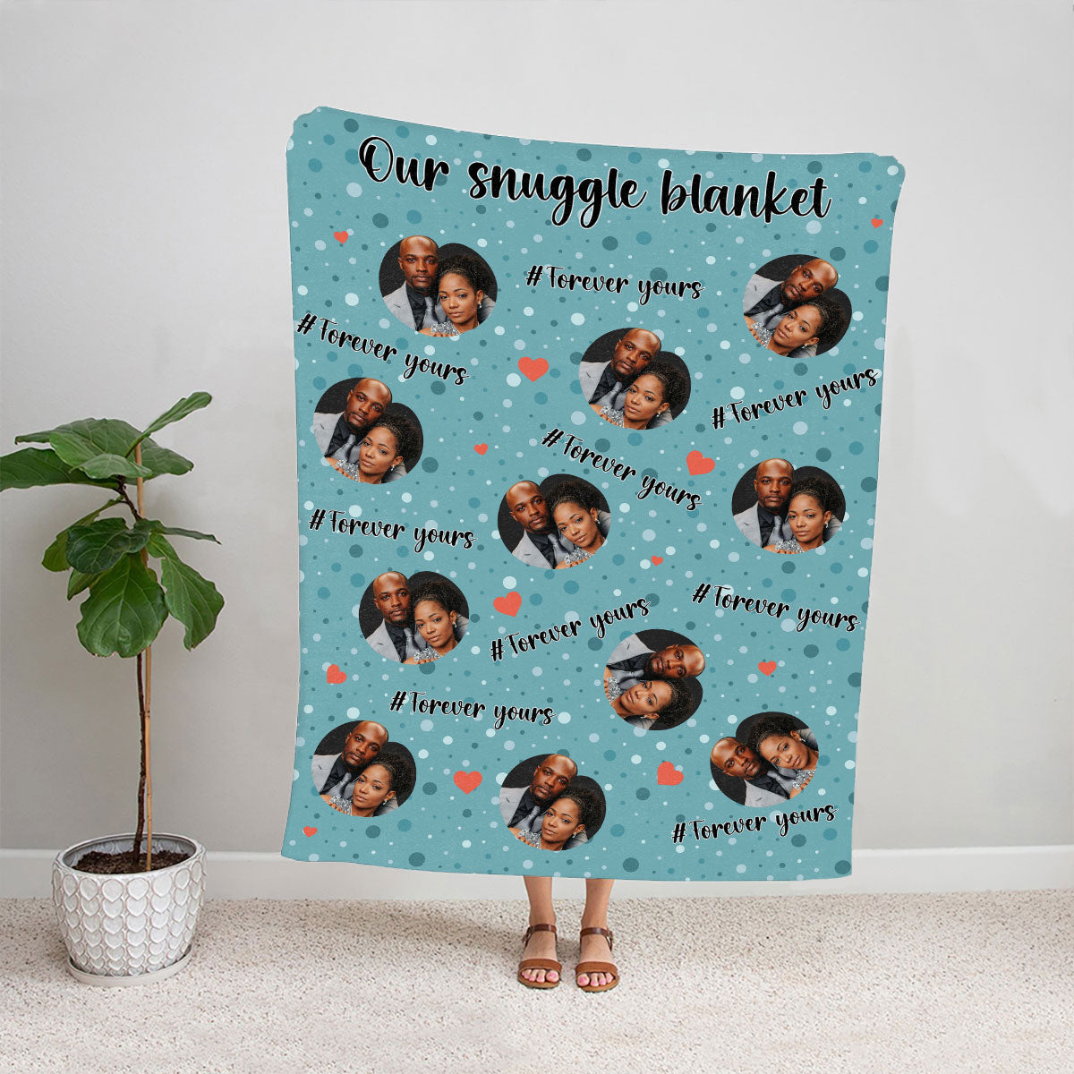 Petthouse | Customized Photo Couple Blanket For Valentines Day, Forever Yours Fleece Blanket For Wife, Wedding