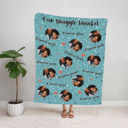 Petthouse | Customized Photo Couple Blanket For Valentines Day, Forever Yours Fleece Blanket For Wife, Wedding