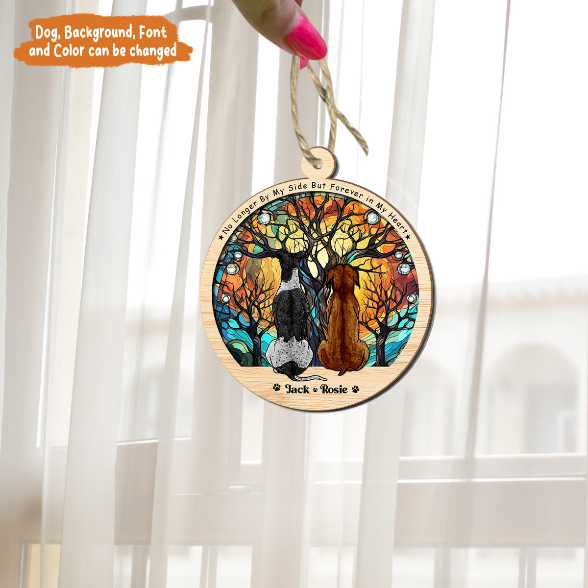 Petthouse | Personalized Dog Memorial Suncatcher Window Hanging, Pet Loss Suncatcher, Pet Sympathy Gifts