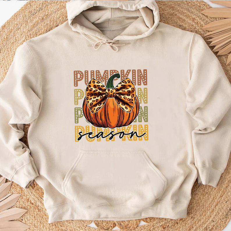 Petthouse | Pumpkin Season Leopard Bow Shirt, Fall Coquette Shirt, Fall Girl Pumpkin Season Shirt