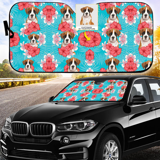 Petthouse | Dog Sunshade Custom Photo Sun Shade Boxer Hawaii Pattern Car Sun Shade Windshield Sun Visor