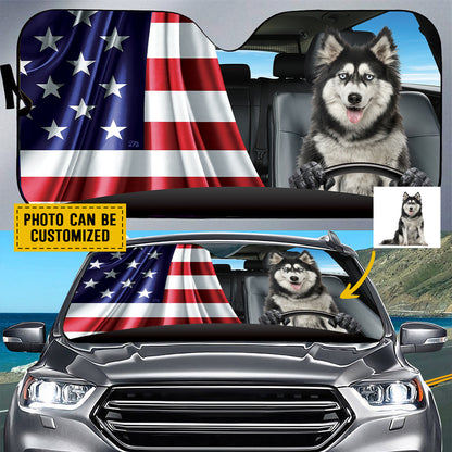 Petthouse | Dog Windshield Sun Shade Customized Gift Siberian Husky Dog Driver Car Sunshade Dog Sunshade