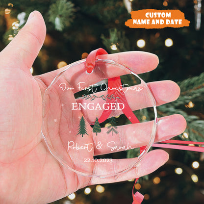 Petthouse | Personalized Engaged Christmas Ornament, Newly Engaged Gift For Christmas, Our First Christmas