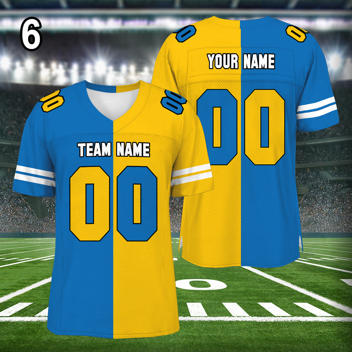 Petthouse | Custom Any Two Football Team, Personalized Team Name And Number Football Jersey, V-neck Short Sleeve Jersey Shirt, Football Jerseys