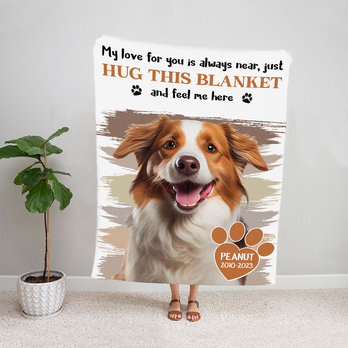 Petthouse | Personalized Pet Portrait Throw Blanket For Dog Owner, Memorial Dog Picture Blanket, Sympathy Gifts For Dog