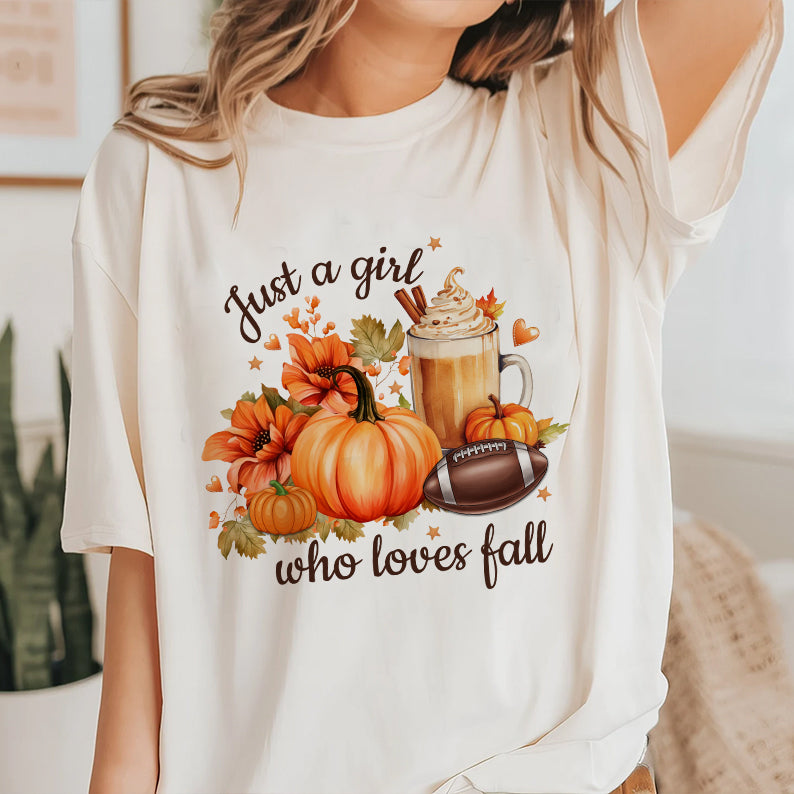 Petthouse | Just A Girl Who Loves Fall Shirt, Fall Sublimation Shirt, Pumpkin Spice, Autumn Trendy