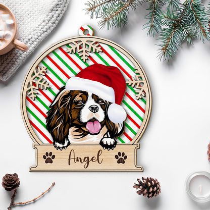 Petthouse | Personalized Peeking Dog Christmas Wooden Ornament, Funny Dog Ornament, Dog Lovers Xmas Gift