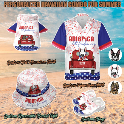 Petthouse | Custom Dog Happy 4th Of July Together Hawaiian Shirt, Gift For Dog Dad Pet Lovers