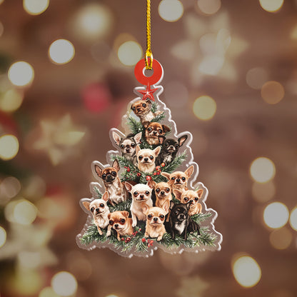 Petthouse | Adorable Chihuahua Christmas Tree Ornament Hanging, Christmas Ornament, Gift For Dog Mom