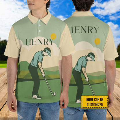 Petthouse | Customized Vintage Golfer Man In Field Polo Shirt Summer Sports Golfing Lover Men Polo Dad Gift