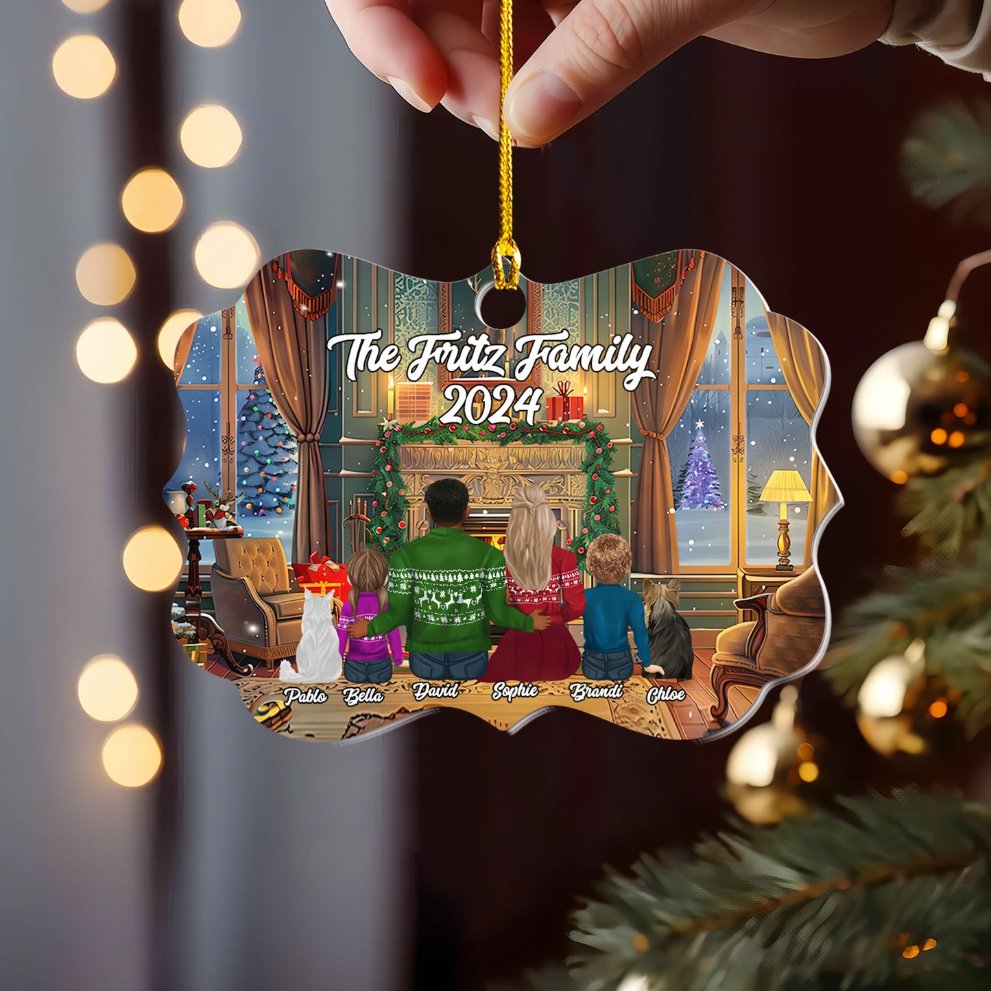 Petthouse | Custom Family Christmas Ornament With Pets, Xmas Ornament, Family Keepsake, 2024 Family Ornament