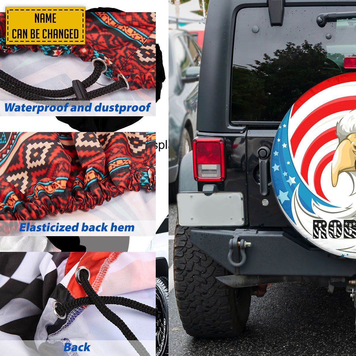 Petthouse | Customized Eagle Head On American Flag Spare Tire Cover For Patriot Independence Day