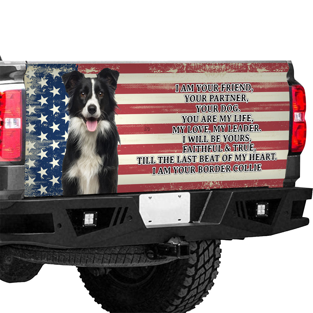 Petthouse | I Am Your Border Collie Dog Tailgate Wrap American Flag Tailgate Wrap Dog Mom Dog Dad