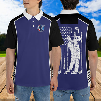 Petthouse | Golf Man Polo Style Shirt American Flag Golf Polo Shirt Golf Player Sports Shirt American Golfer Gift