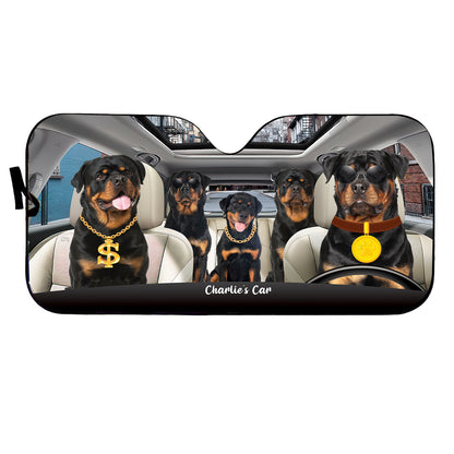 Petthouse | Rottweiler Rich Dog Sunshade For Car Customized Car Sun Shade Windshield Dog Sunshade