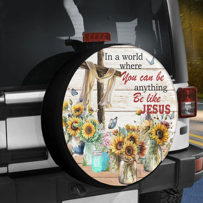 Petthouse | Jesus Cross Sunflower Farmhouse Custom Tire Cover Jesus Christian Religious Spare Tire Cover