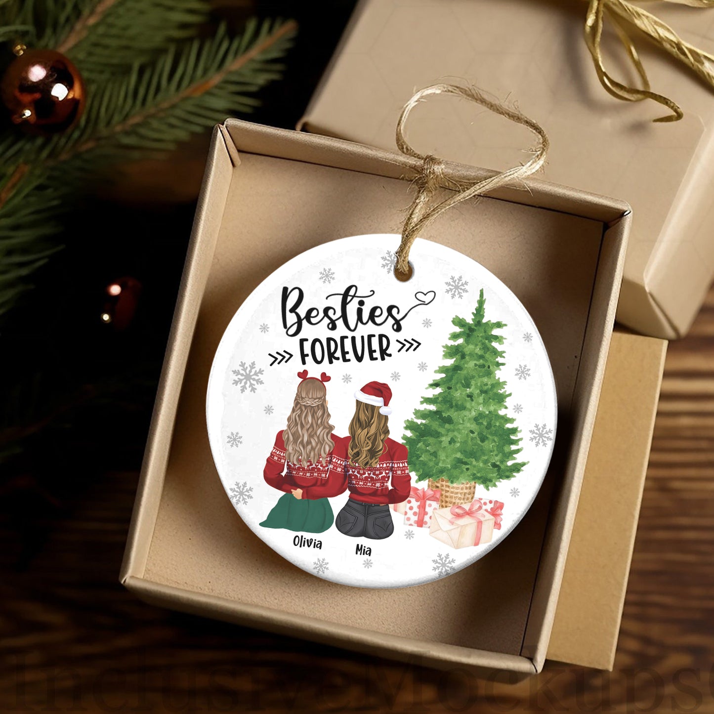 Petthouse | Custom Besties Forever Ornament, Best Friend Ornament, Best Friend Gifts, Besties Keepsakes