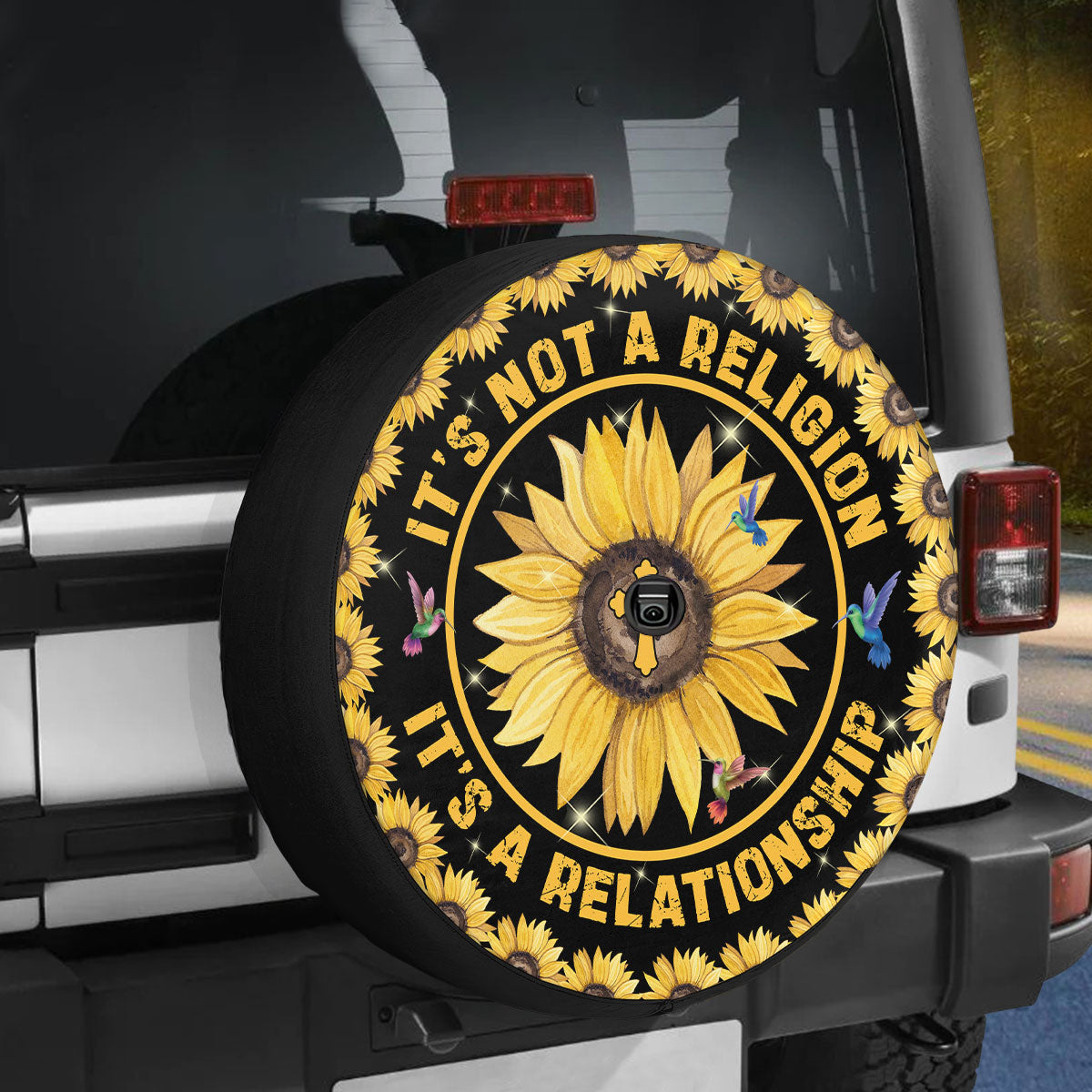 Petthouse | Jesus Faith Over Fear Spare Tire Cover God Jesus Christ Proud Usa Flag Sunflower Car Accessories