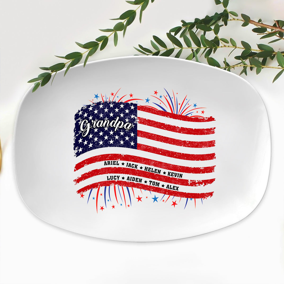 Petthouse | Personalized Grilling Plate, Grandpa Grilling Plate, BBQ Platter, Independence Day Gift, Grill Plate Gift 4th Of July