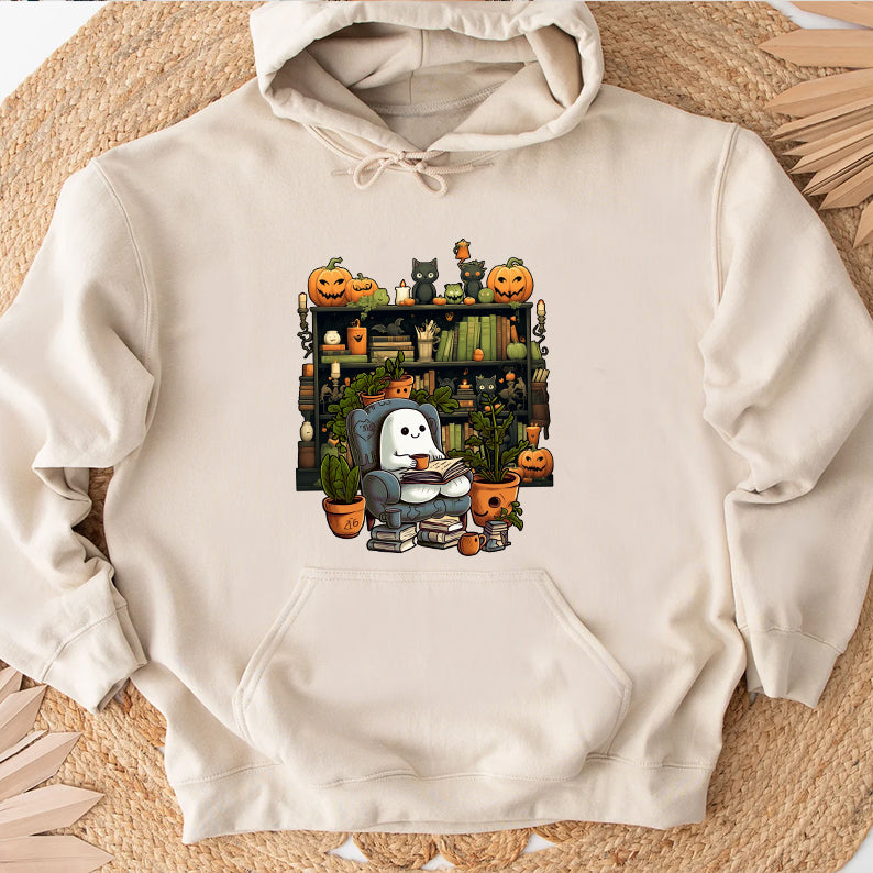 Petthouse | Ghost Reading Book Halloween Shirt, Librarian Ghost Halloween, Ghost Boo Reading Shirt