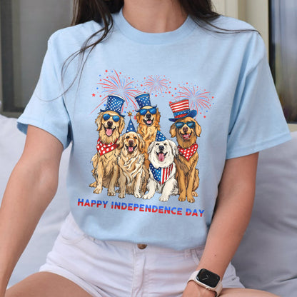 Petthouse | Golden Retriever 4th Of July Shirt, Dog Flag Independence Cute Dog Mom Fourth Of July