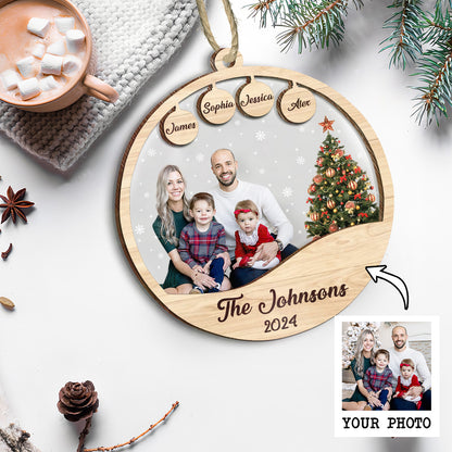 Petthouse | Family Christmas Ornament, Personalized Family Photo Name Ornament, Family 2024 Ornament