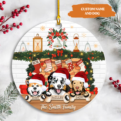 Petthouse | Custom Pet Family Christmas Ornaments, Family Acrylic Ornament With Pets, Fireplace With Family