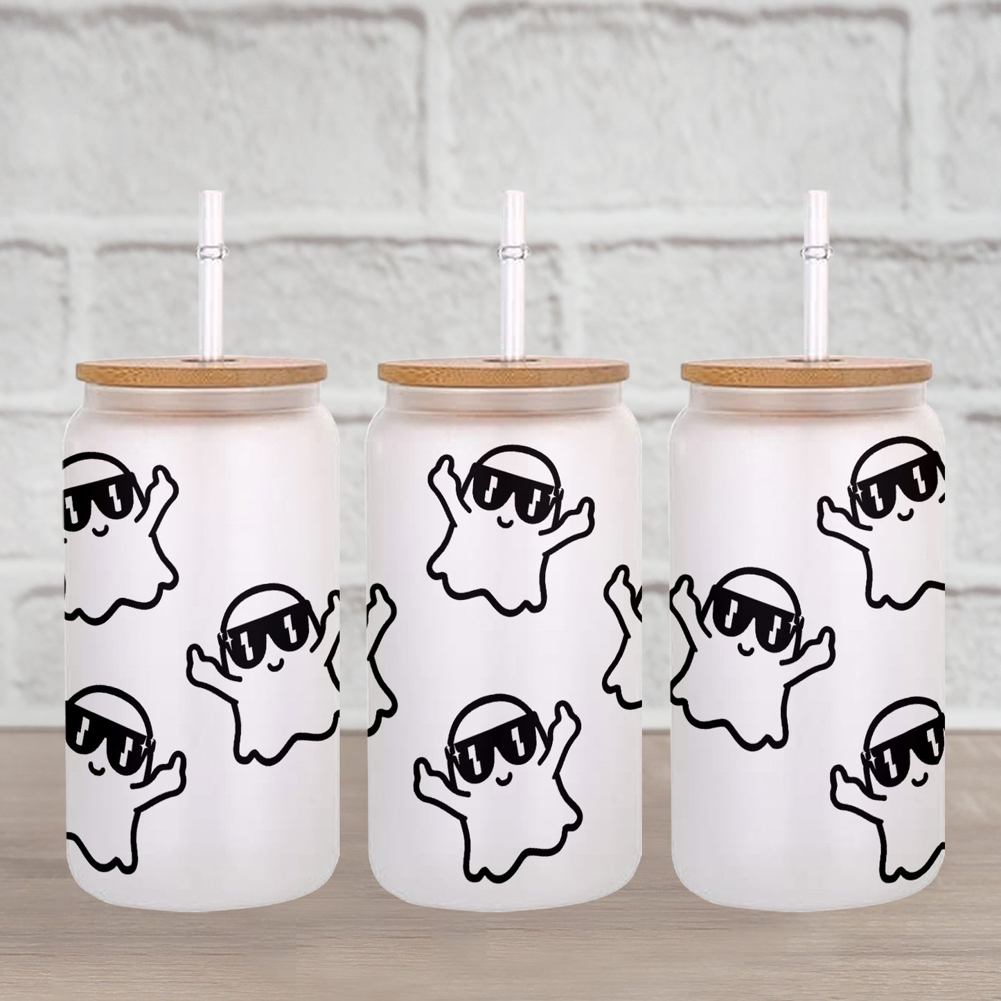 Petthouse | Middle Finger Ghost Halloween Can Glass, Iced Coffee, Coffee Cup, Smoothie Cup, Cute Ghost