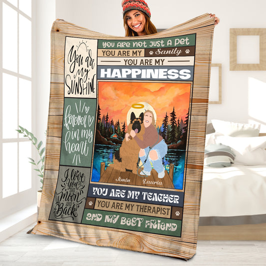 Petthouse | Personalized Dog And Owner Picture On Fleece Blanket, You Are My Sanity Happiness Sofa Couch Blanket