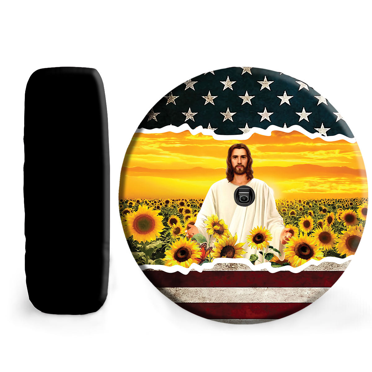 Petthouse | Jesus Sunflower Field Universal Spare Tire Cover Jesus Lover Pastor Gift Seasonal Tire Totes