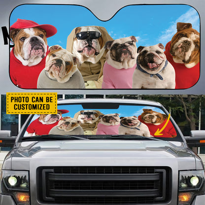 Petthouse | A Bunch Of English Bulldog Windshield Sun Shade Customized Photos Car Shade Dog Driving