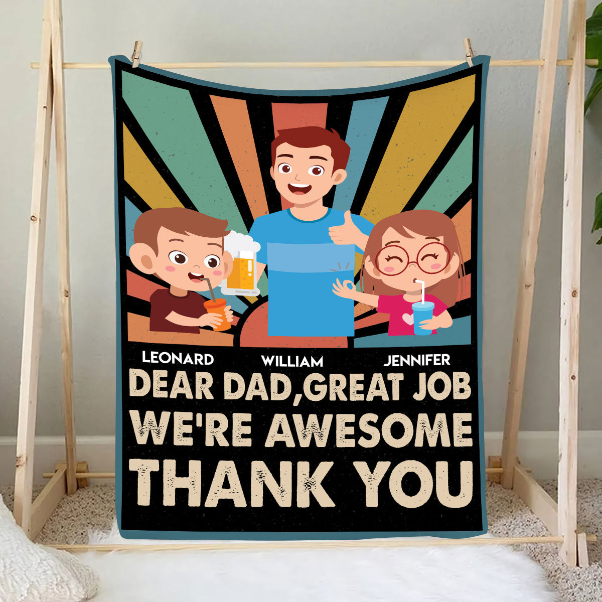 Petthouse | Personalized Fleece Blanket To Great Dad, Dear Dad Great Job Travel Blanket For Men, Thank You Young