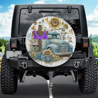 Petthouse | Farmhouse Old Rugged Cross Tire Protector Covers Faith Gift Women Worship Spare Tire Cover