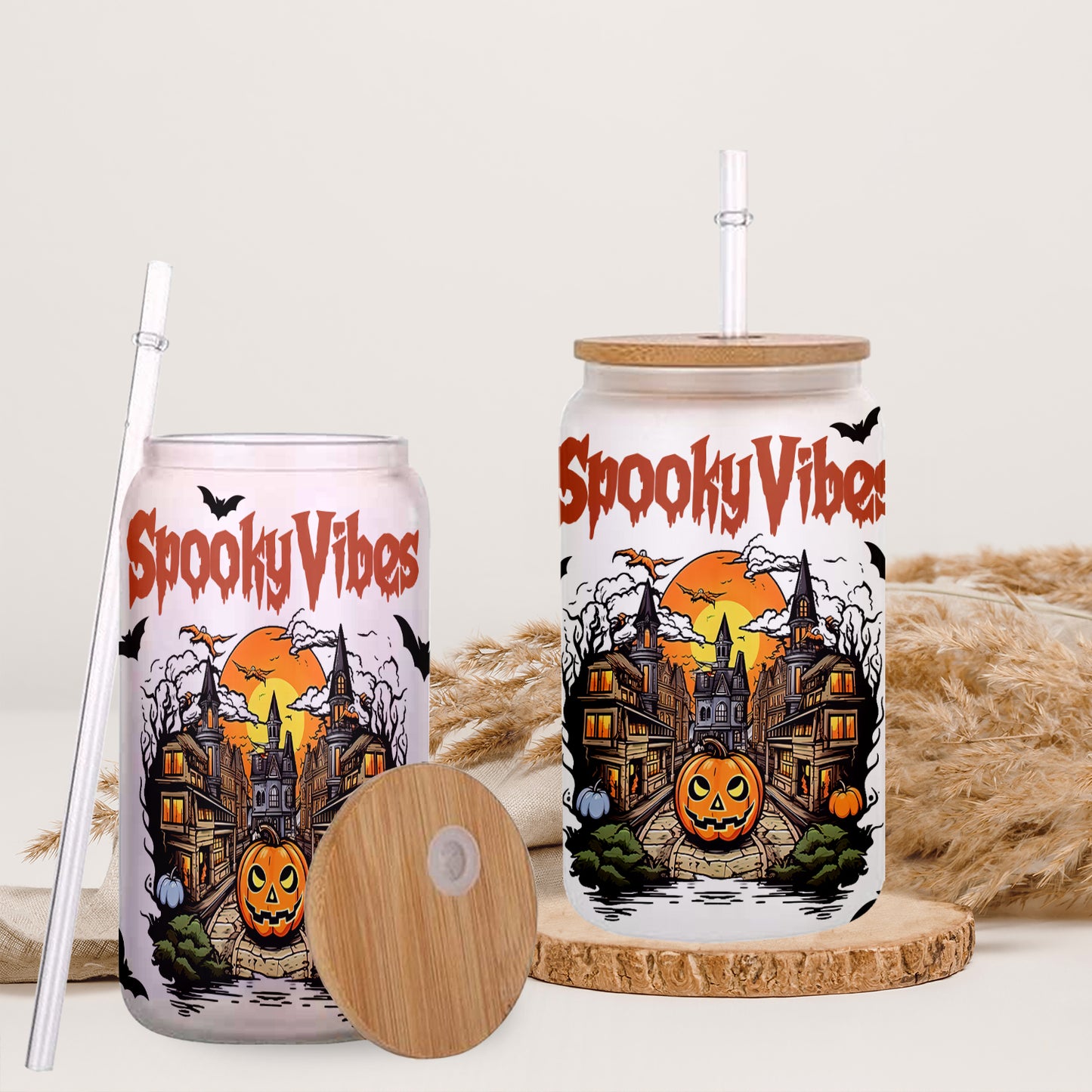 Petthouse | Halloweentown Glass Cup, Fall Pumpkin Glass Can, Spooky Season, Halloween Gift For Her