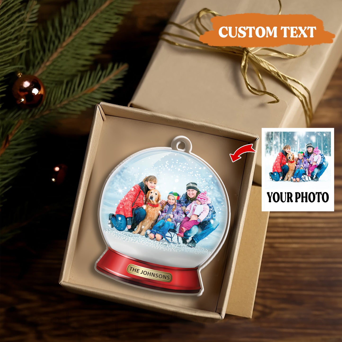 Petthouse | Personalized Family And Pet Ornament, Custom Family And Pet Photo, Christmas Customized Ornament