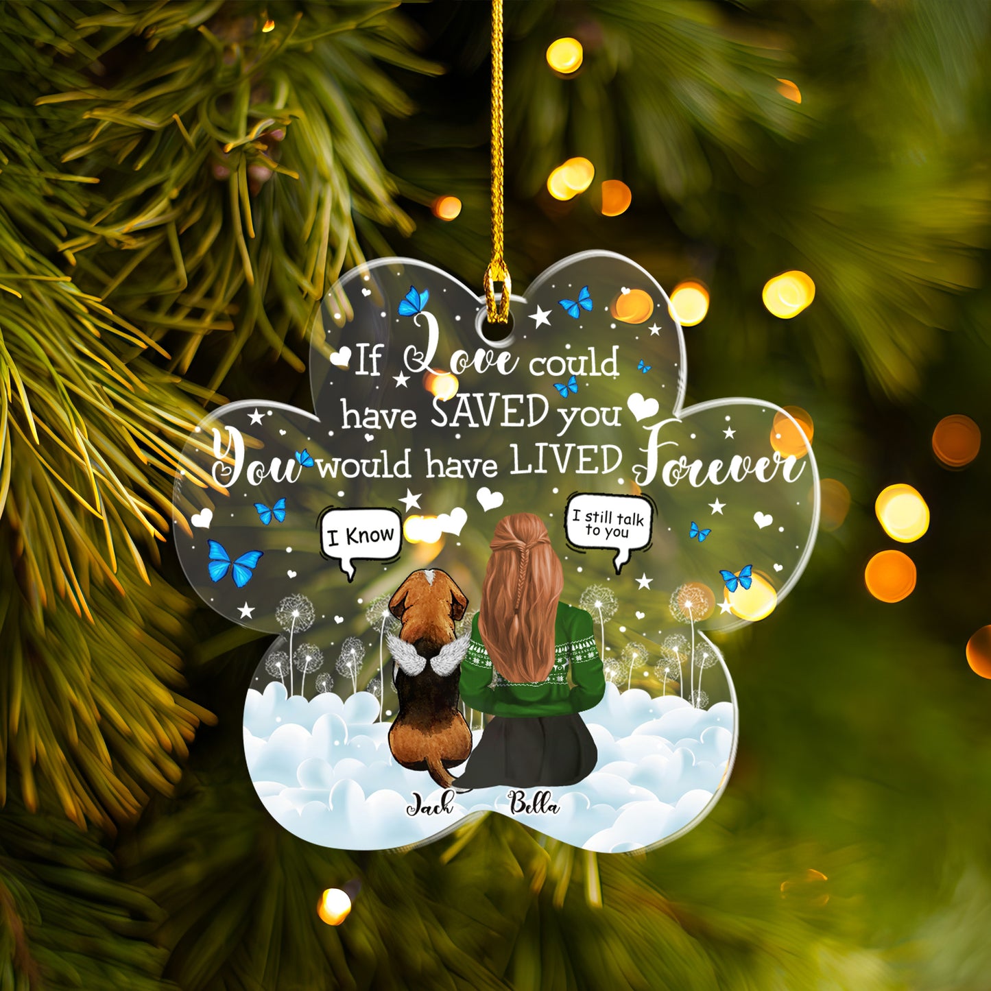 Petthouse | Personalized Dog Memorial Ornament, Memorial Dog Christmas, Dog Angel I Miss You Ornament