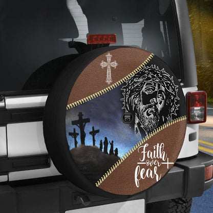 Petthouse | Christian Faith Over Fear Spare Tire Cover Jesus Car Accessories Christmas Decor Truck Decor