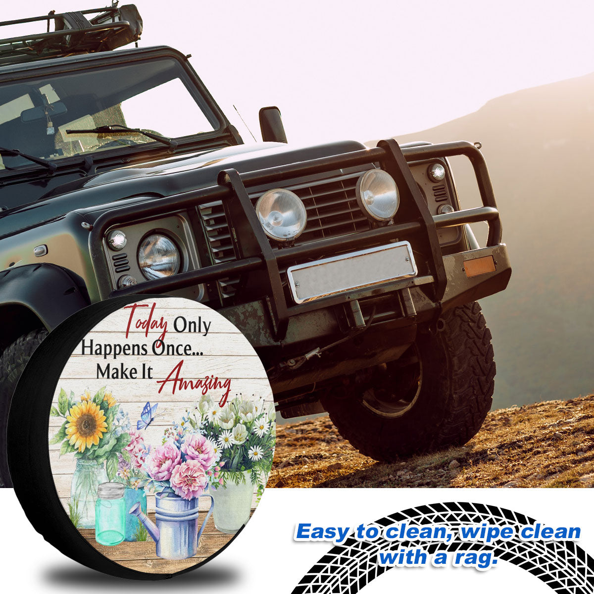 Petthouse | Floral Vases Positive Durable Tire Protector Farmhouse Style Make It Amazing Tire Spare Tire Cover