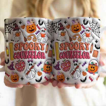 Petthouse | School Counselor Halloween Mug, Spooky Counselor Pumpkin 3d Inflated Mug, Gift For Teacher