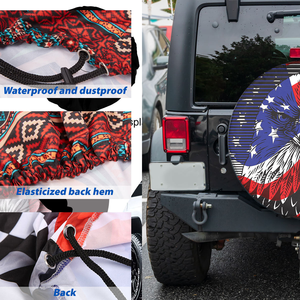 Petthouse | Eagle Head Spare Tire Cover American Flag Tire Cover Patriotic Wheel Cover Car Accessories