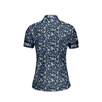 Petthouse | Customized Golfer Gift Flowers Pattern All Over Women's Polo Shirt Floral Style Golfing