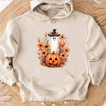 Petthouse | Cute Ghost Pumpkin T-shirt, Fall Autumn Halloween, Floral Ghost Pumpkin, Halloween Shirt