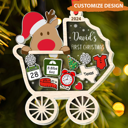 Petthouse | Personalized Baby's First Christmas Ornament 2024, New Baby Xmas Gift, 4d Shake Babies Ornament