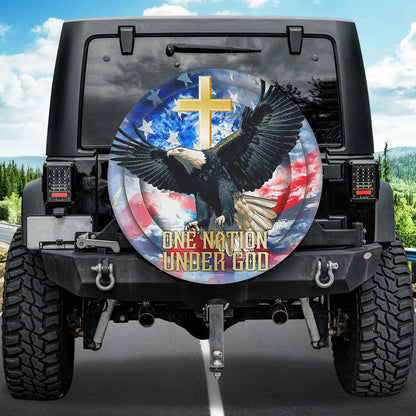 Petthouse | Eagle Usa Flag One Nation Under God Custom Tire Cover Christian American Lover Pastor Spare Tire Cover