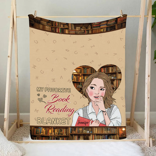 Petthouse | Personalized Reading My Favorite Book Reading Fleece Blanket, Sentimental Gifts For Book Lovers