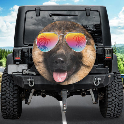 Petthouse | German Shepherd Camper Tire Cover Dog Summer Glasses Spare Wheel Cover Summer Vacation Trip